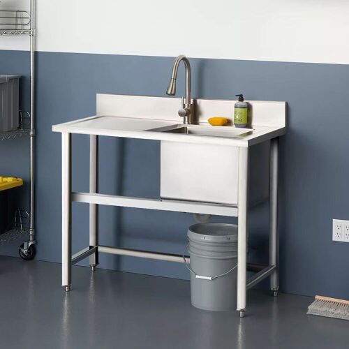Living and Home Domestic Commercial Stainless Steel Kitchen Sink with Platform - Sliver