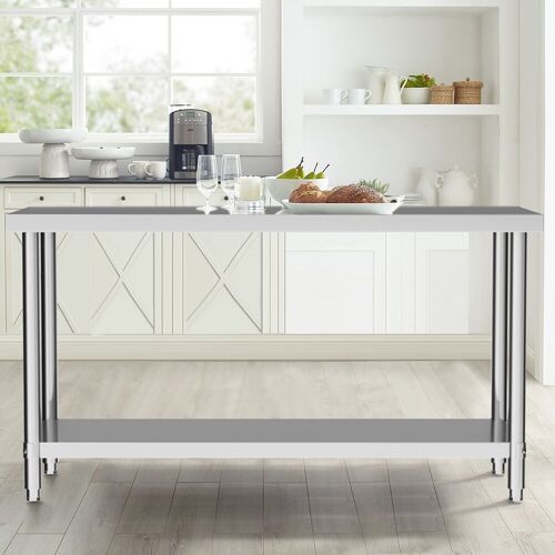 Living and Home 2 Tier Commercial Kitchen Prep & Work Stainless Steel Table
