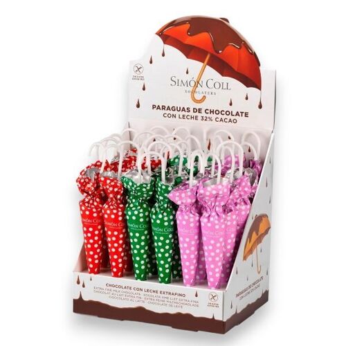 PRÉSENTOIR DE PARAPLUIES EN CHOCOLAT POIS 35g