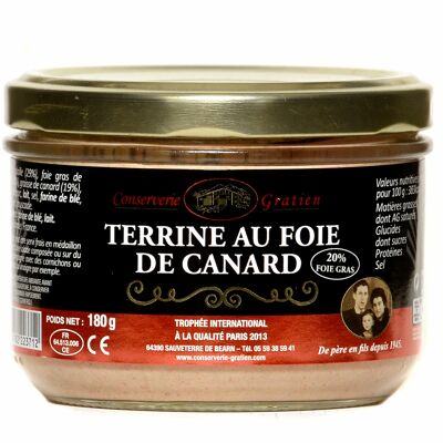 Terrine au foie de canard, conserverie GRATIEN, la verrine de 180g