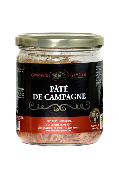 Pâté de campagne, Conserverie Gratien, le bocal de 310g