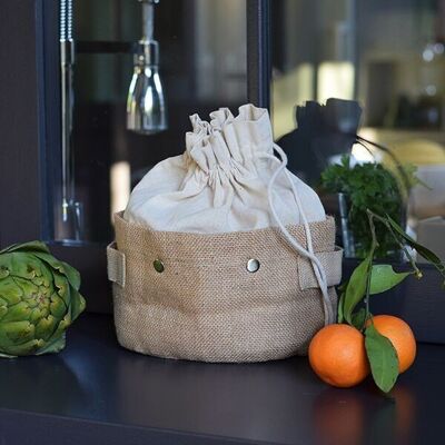 Storage basket with removable bag - L