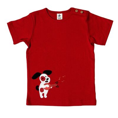 2469A | Baby short-sleeved shirt with appliqué - brick red