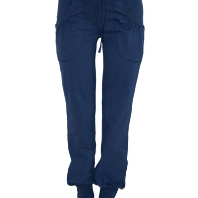 4082NV | Pantalón de yoga para mujer con cinturilla plegable - azul marino