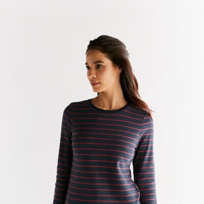Chemise à manches longues en tricot gaufré 1252 pour femmes