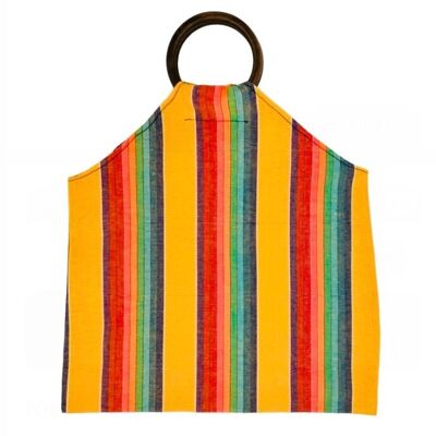 bag stripe yellow - woven cotton - handmade in Nepal