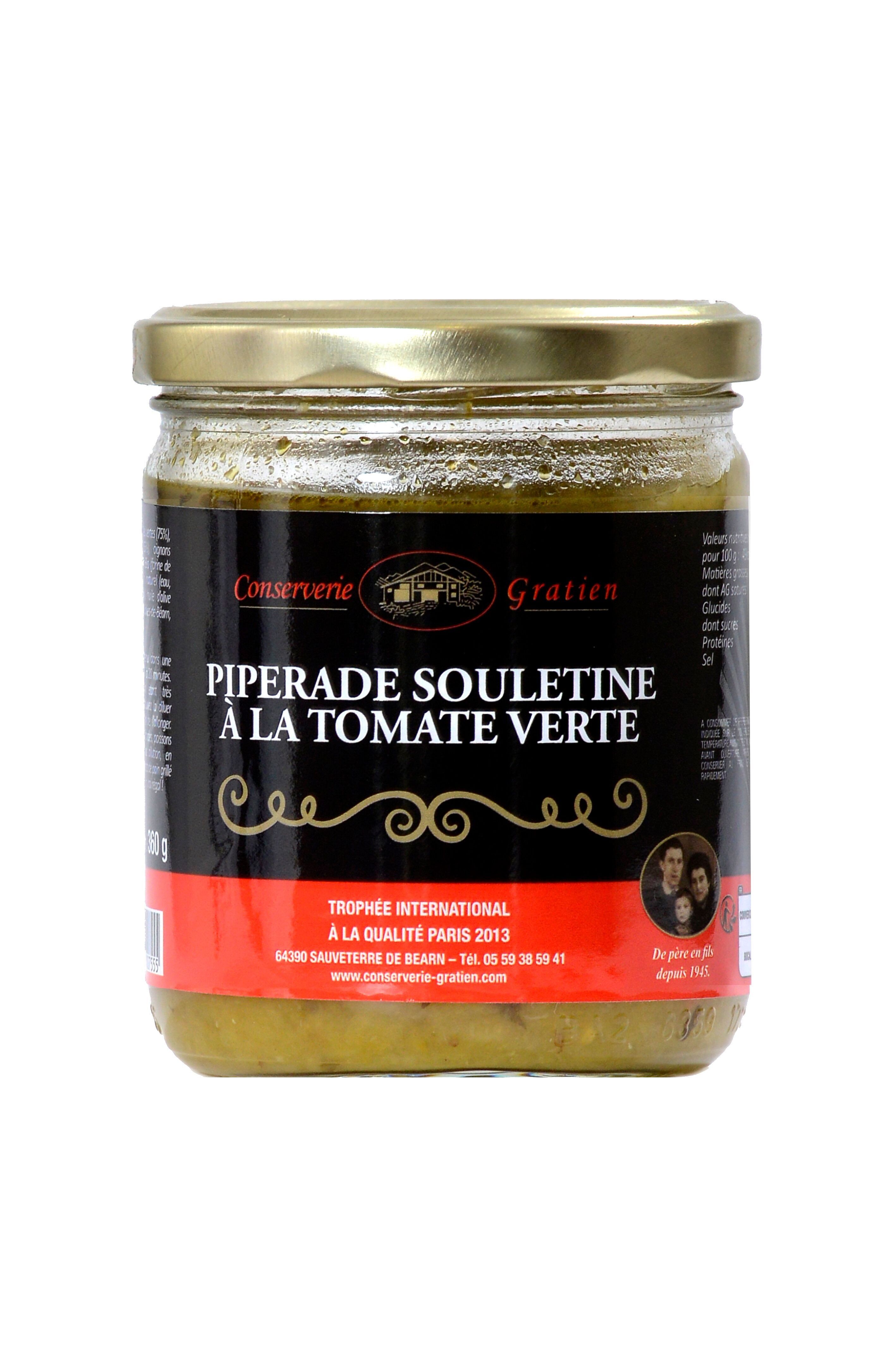 Souletina piperada con tomates verdes, conservas GRATIEN, tarro 360g