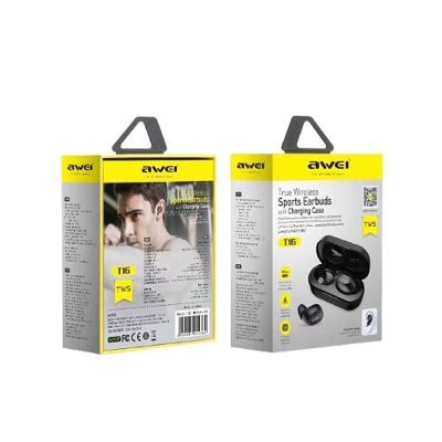 Cuffie Bluetooth wireless con custodia di ricarica - T16 - Awei - 888902