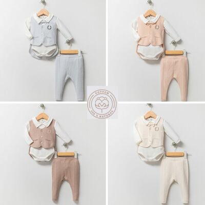 A Pack of Four Sizes Special Day Boy Cotton Embrodried Knitwear Vest Set