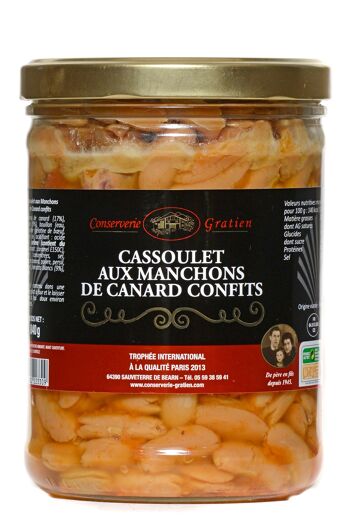 Cassoulet aux manchons de canard confits, conserverie GRATIEN, le bocal de 840g