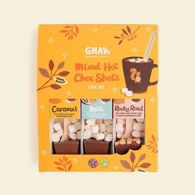 Geschenkset mit Rührstäbchen für gemischte heiße Schokolade (Milch, Karamell und Rocky Road)