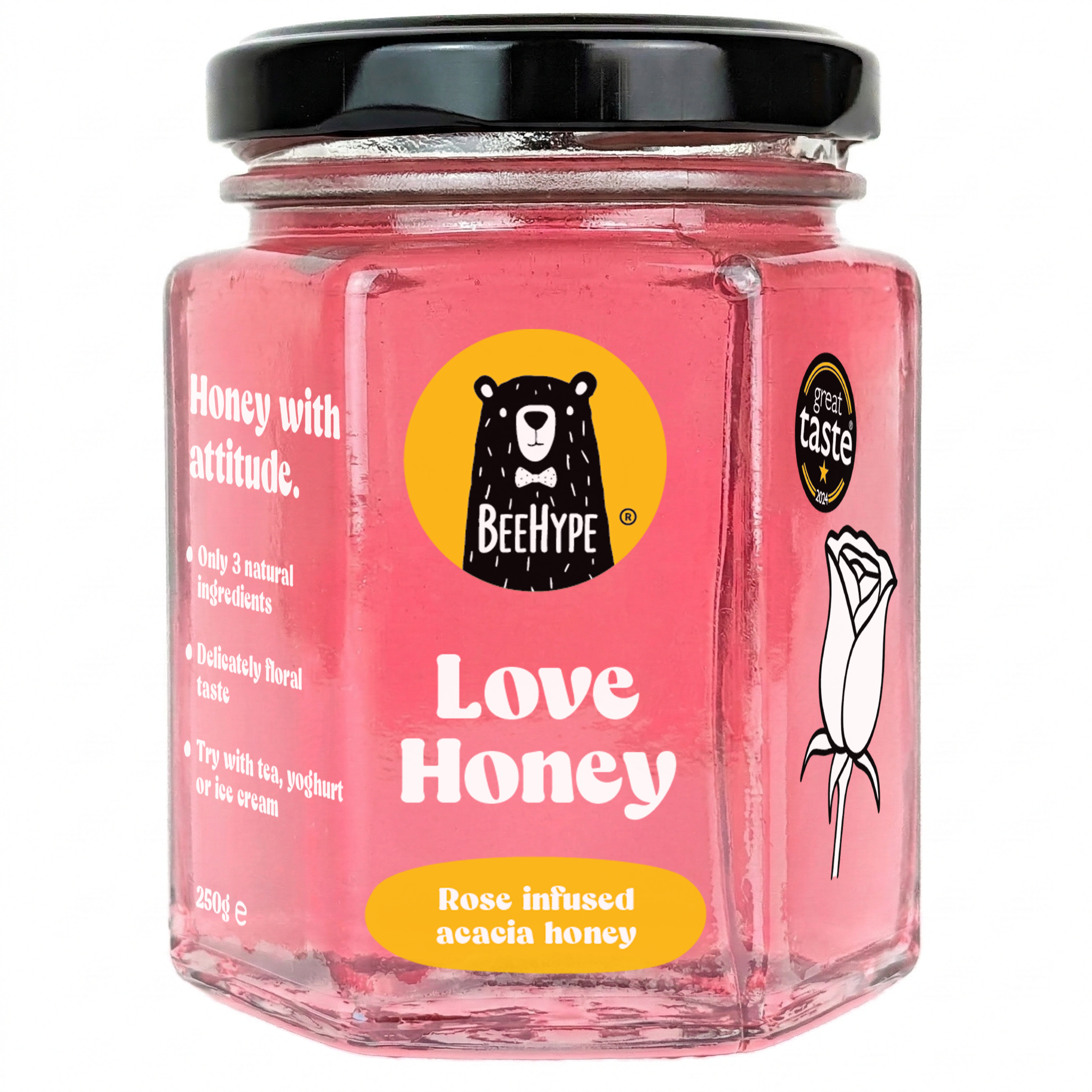 Love Honey - rose oil infused raw acacia honey gift