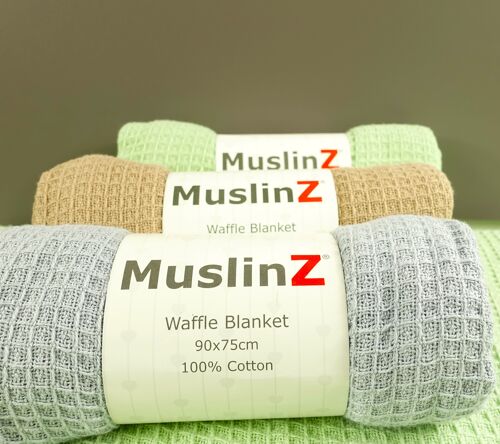 MuslinZ Waffle Cellular Receiving Blanket - Cotton 90x75cm