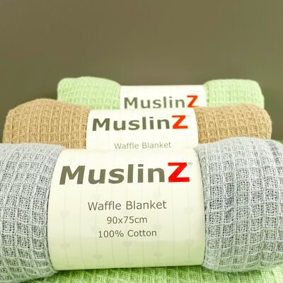 MuslinZ Waffelzellular-Empfangsdecke – Baumwolle, 90 x 75 cm