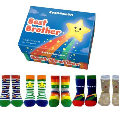 BEST BROTHER |5 pares para 2-4 años |Caja de regalo |Cucamelón