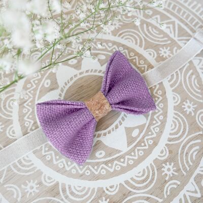 Bow tie in lilac and cork burlap