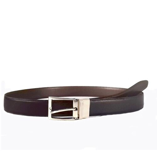 Cinturón Reversible de cuero.  Cinturón en color negro y marrón, con hebilla reversible AV R1 para hombre