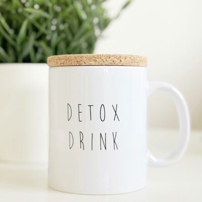 Mug avec son couvercle en liège  "Detox drink"