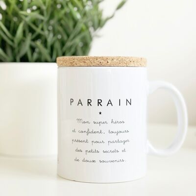 Mug avec son couvercle en liège "PARRAIN"