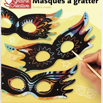 SACHET DE 12 MASQUES A GRATTER + GRATTOIRS + ELASTIQUES