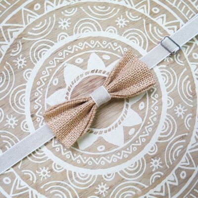 Bow tie in natural burlap and linen