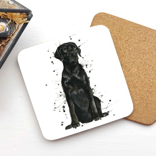 Coaster - Splatter Black Labrador