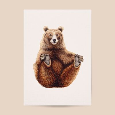 Poster Bear - Tamaño A4 o A3 - habitación para niños / guardería para bebés