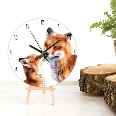 Horloge en bois - Fox Kiss