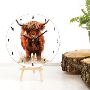 Horloge en bois - Vache Hangus Highland