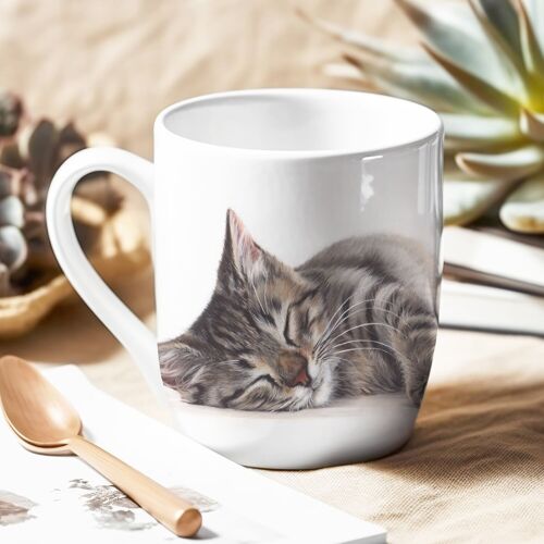 Bone China Mug - Hand-finished - Sleeping Cat