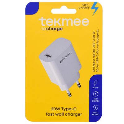 Wall charger - TEKMEE wall charger fast charger slim white