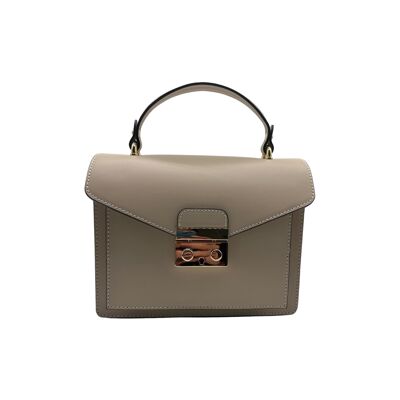 DELIA BEIGE GLATTE LEDERGRIFFTASCHE