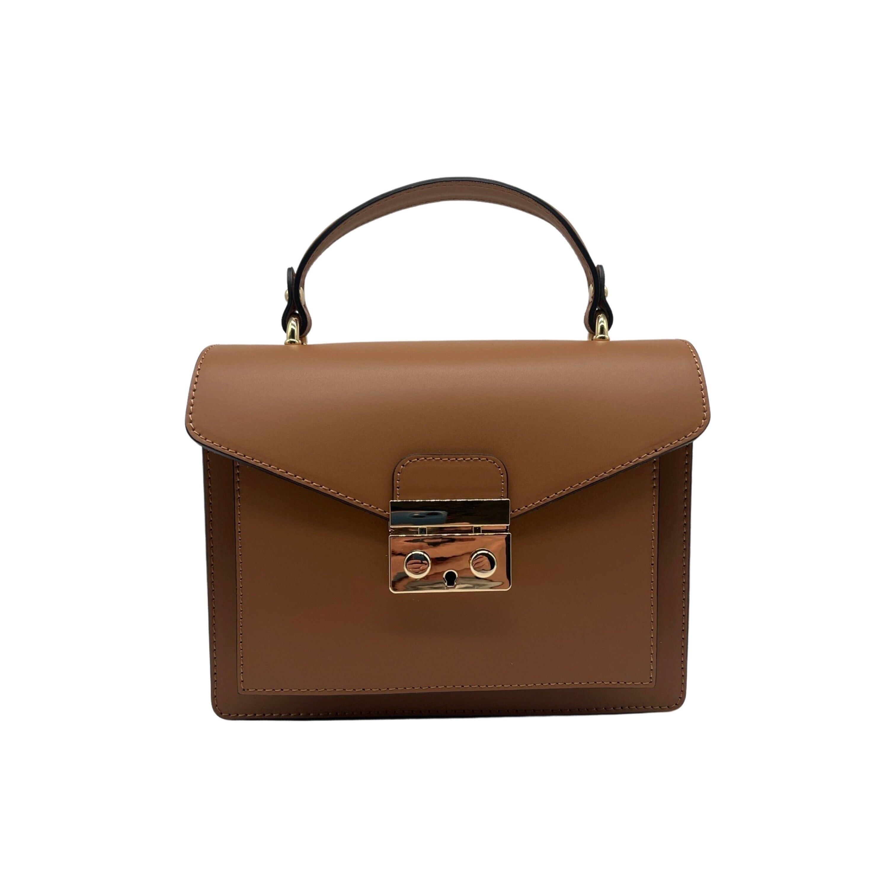 BORSA CON MANICO IN PELLE LISCIA DELIA CAMMELLO