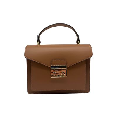 DELIA CAMEL SMOOTH LEATHER HANDLE BAG