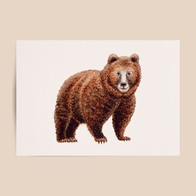 Affiche ours brun - format A4 ou A3 - chambre enfant / crèche bébé