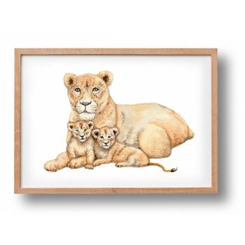 Affiche maman lion - Taille A4 ou A3 - chambre d'enfant / crèche bébé 2