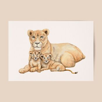 Affiche maman lion - Taille A4 ou A3 - chambre d'enfant / crèche bébé 1