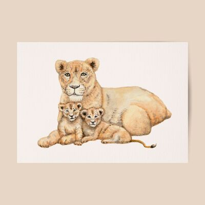 Poster mama lion - A4 or A3 size - kids room / baby nursery