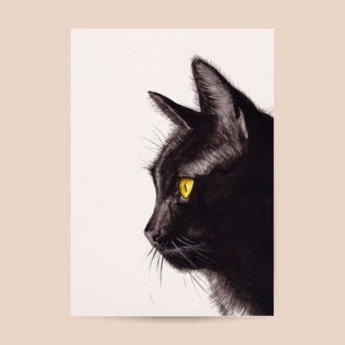 Poster black cat - A4 or A3 size - kids room / baby nursery