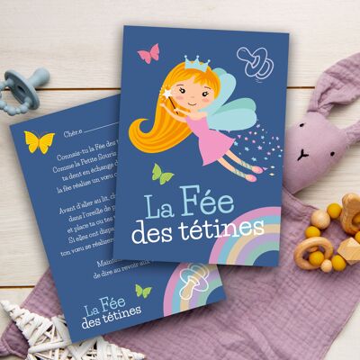 Carte Fée des tétines, arrêt de la sucette, cadeau enfant, tututte, tototte