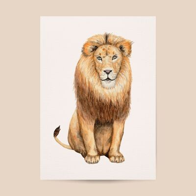 Poster Lion - A4 or A3 size - kids room / baby nursery