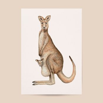 Affiche kangourou - format A4 ou A3 - chambre enfant / crèche bébé 1