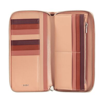 Portefeuille zippé en cuir pour femme DUDU rose blush