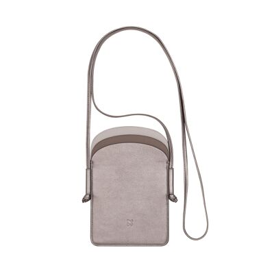 DUDU Custodia in pelle per cellulare con collana color argento