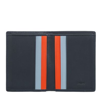 DUDU Small leather men's RFID wallet bifold navy