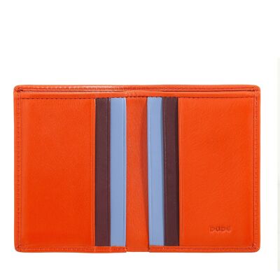 DUDU Small leather men's RFID wallet bifold orange