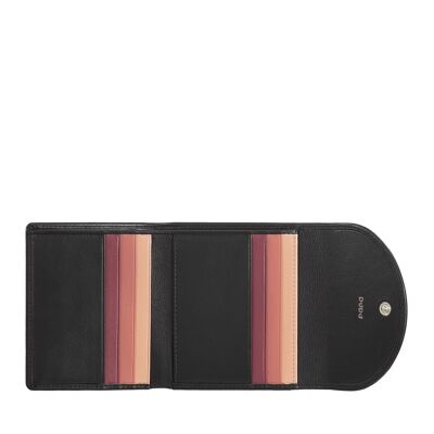 DUDU Small leather women's RFID wallet with zip black