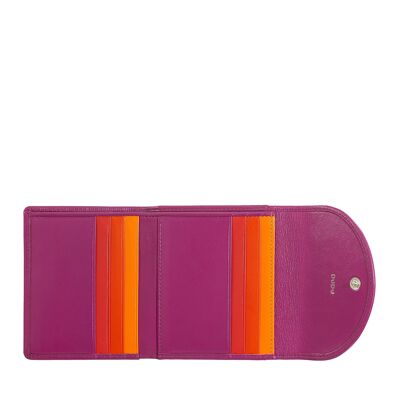 DUDU Small leather women's RFID wallet with zip fuchsia