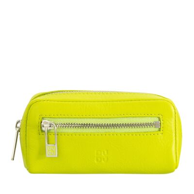 DUDU Portachiavi in pelle porta monete con cerniera lime