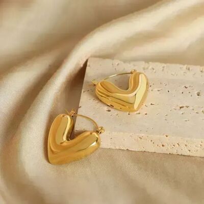 heart earrings 18k gold plated | modern